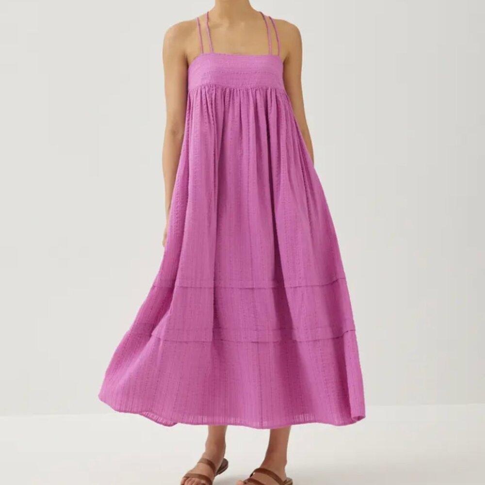 Love Bonito Bryle Textured Cotton Midaxi Dress in Orchid